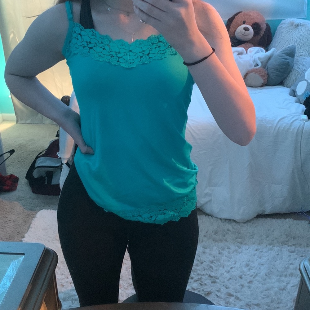 blue lacy camisole !